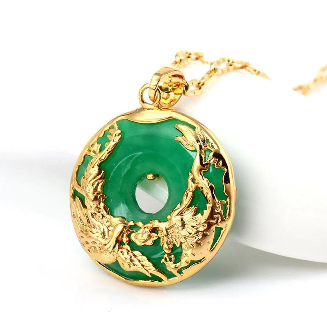 14kゴールドネックレスメス用贅沢コルガンテデ925 Mujer Green Jade Emerald Pendant Topaz Gemstone Necklaces CX29832565