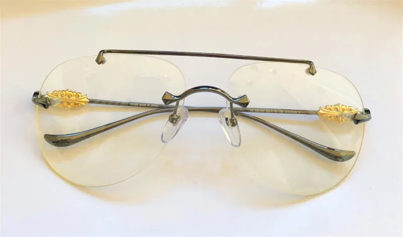 Yeni Moda Çerçevesi Tasarımı Şeffaf Gözlük Stavins v Çerçevesiz Pilot Retro Clear Lens Basit Popüler Optik Gözlük185L