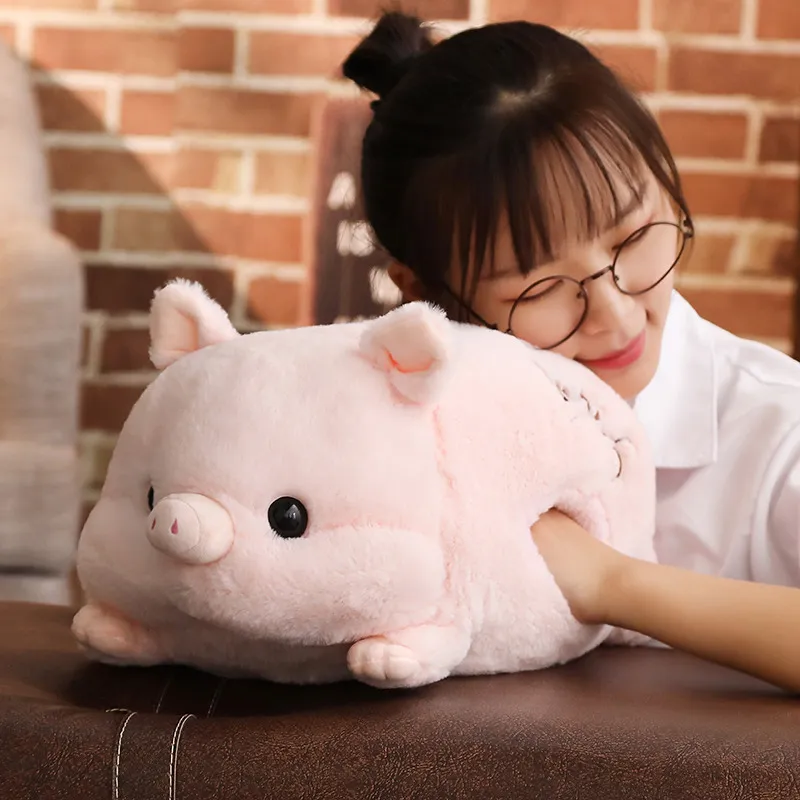 Zeg Love Plush Pig Toy Hand Warmer Big Eyes Skin Roze Cream Witte Piggs met gaten Warm plushie Kids Kerstcadeau 507090cm T2006192775180