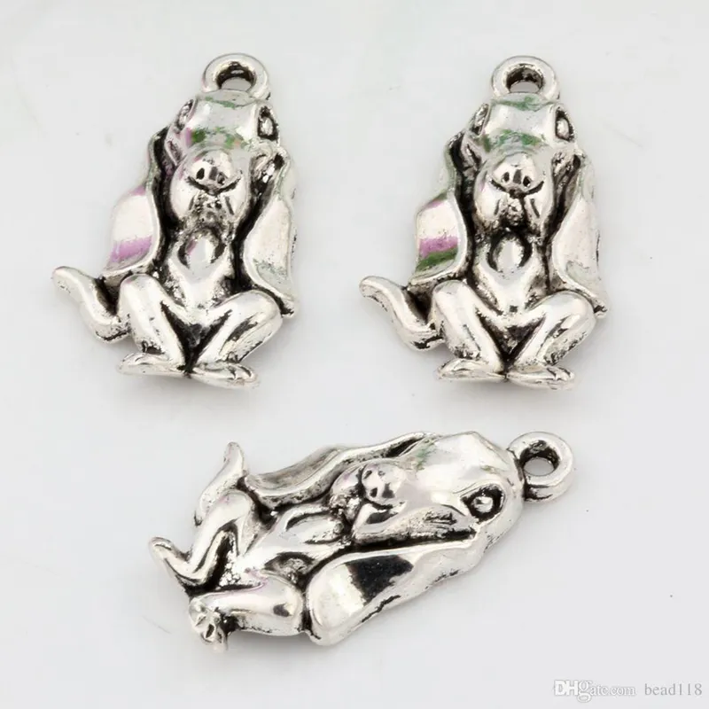 Antiqued Silver Alloy Basset Hound Dog Charms Pendant DIY Jewelry fit Necklace Bracelet 14 5X25 5MM215x