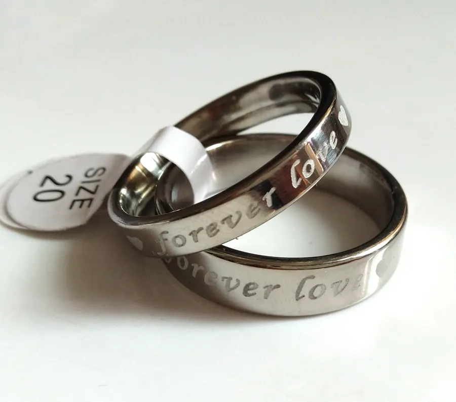 Silver Forever Love couples lovers rings Comfort fit stainless steel Wedding Engagement Ring Wife Husband Birthday296B