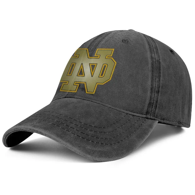 Notre Dame Fighting Irish football logo vieux imprimé unisexe denim casquette de baseball cool ajusté mignon classique chapeaux Golden Core Smoke8509979