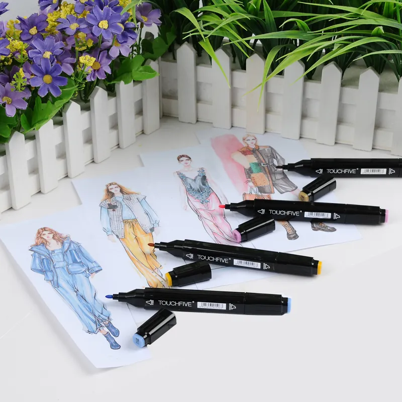 30/40/60/80/168 Färger handmålade manga ritmarkörer penna alkoholbaserad skiss fet tvilling pensel penna bokmärke konsttillbehör