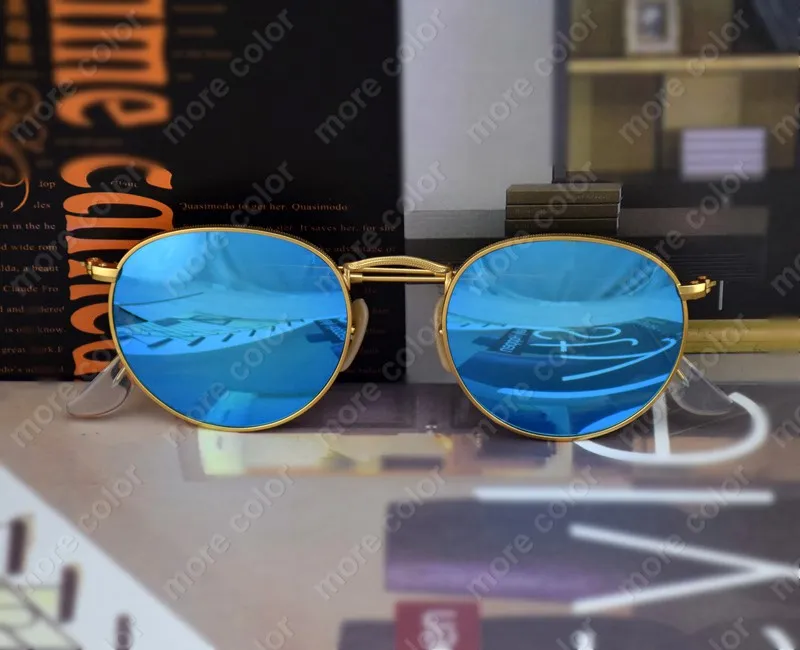 Glass Lens Classic Retro Small Round Metal Sunglasses Real Glass Lenses Womens Men Ladies Gafas Oculos Lunette De Soleil Femme