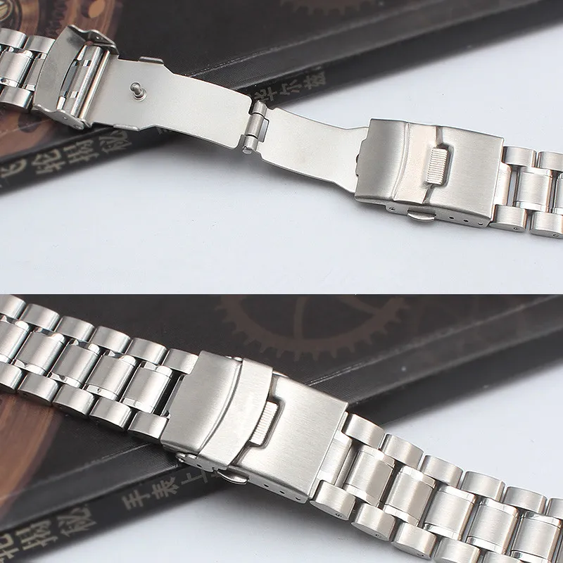 Silver Stainless Steel Watchbands Bracelet 18mm 20mm 22mm Solid Metal Watch Band Men Strap Accessories233Q