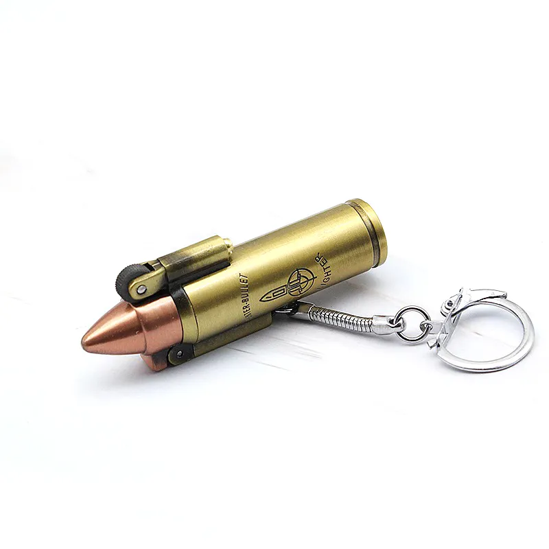 Yeni Damgar Bullet Bullet şekli bütan gaz rüzgar geçirmez jet meşale alev taşlama tekerleği puro çakmak anahtar zincir kolye 55522862