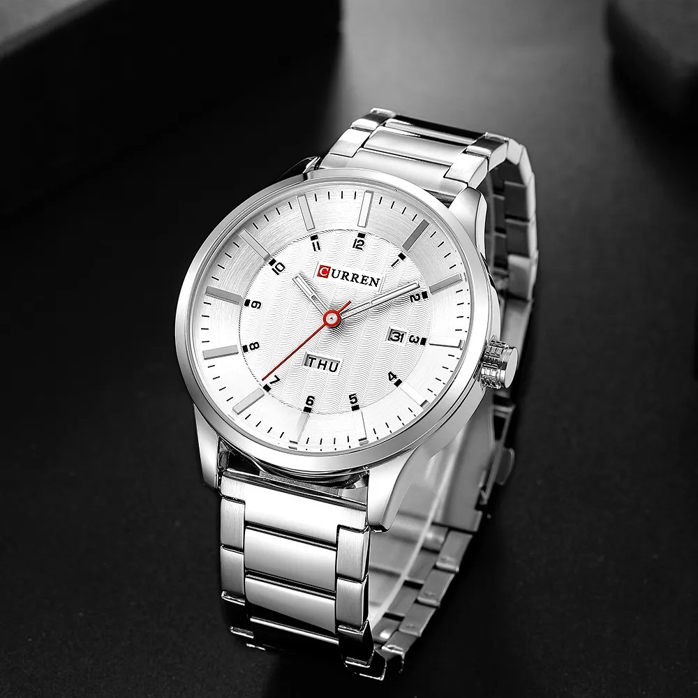Curren moda quartzo relógios masculinos pulseira de aço inoxidável relógios de pulso casual calendário homem relógio masculino negócios relogio masculino292w