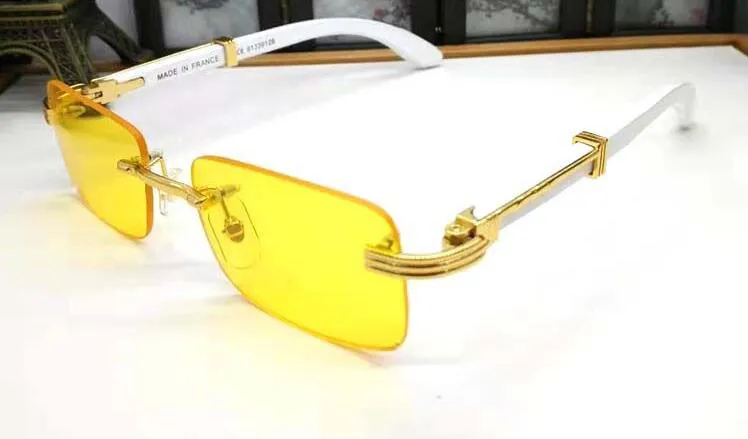 квадратные очки рога буйвола пластиковые стекла солнцезащитные очки на деревянной ножке мужские качественные золотые деревянные бамбуковые очки без оправы с коробкой lune237u