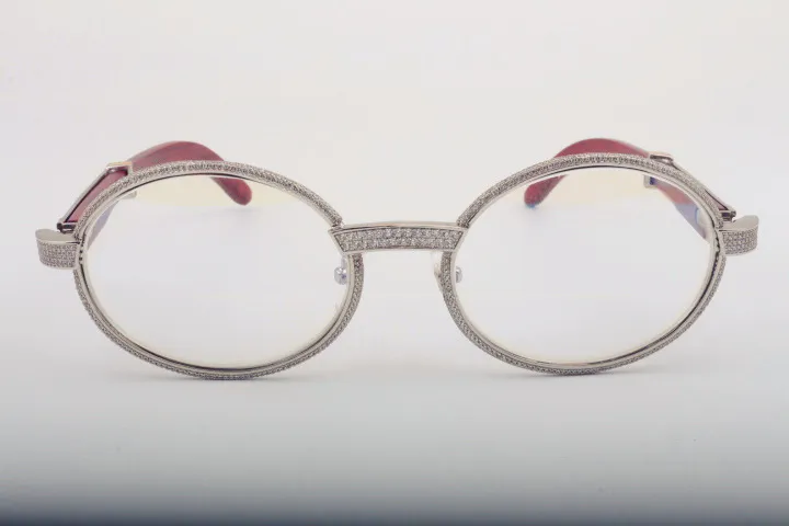 2019 New Natural Wood Full Frame Diamond Glasses 7550178 고품질 선글라스 전체 프레임은 다이아몬드 크기 55-237i로 랩핑됩니다.