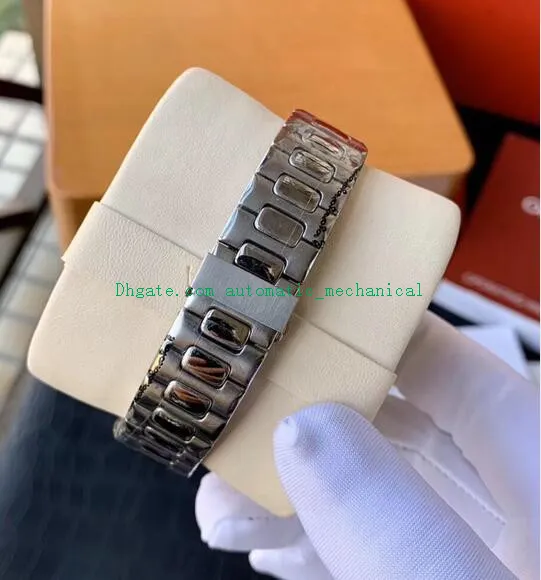 Nowy 18 -karatowy biały złoto 5711 Baguette Diamond Watch 316L stalowa bransoletka 40 mm Automatyczna męska moda Zatrzymuje luksusowe zegarek Nowy Versio308z