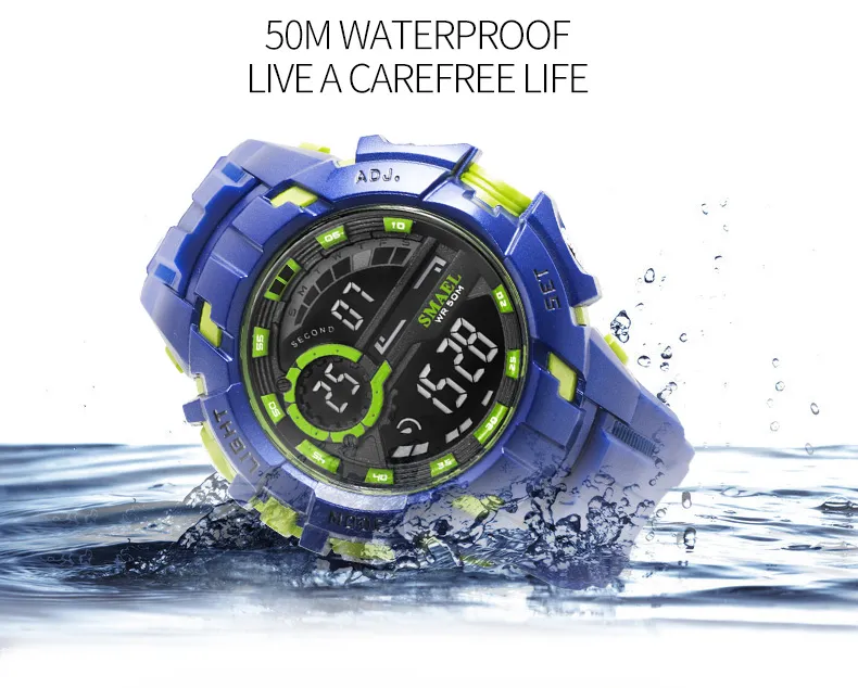 Smael Digital Watch Men Sport Watch Waterproof Smael Relogio Montre THOCK Black Gold Gold Men Automatico 1610 uomini Wtach Mili259s