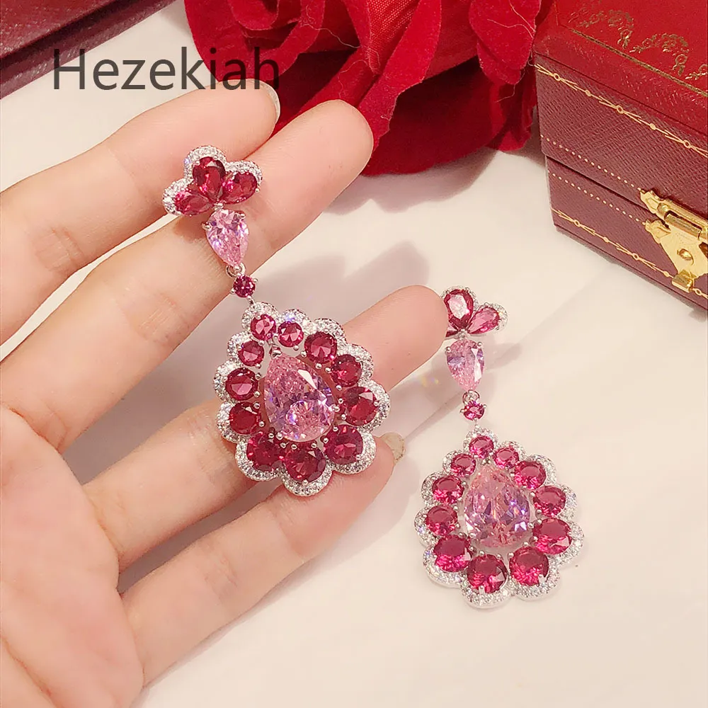 Hezekiah S925 Tremella aiguille Boucles d'oreilles rouges Livraison gratuite Personnalité Rose Boucles d'oreilles pour femmes Soirée dansante Qualité supérieure Eardrop femme