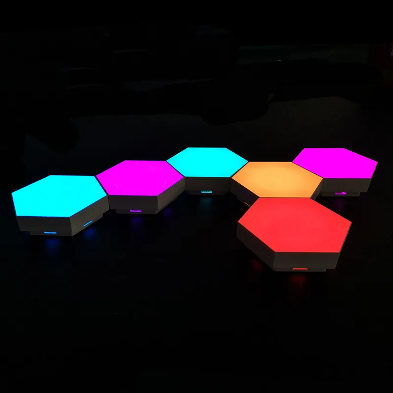 Lampada quantistica 6 pezzi 10 pezzi colorato sensore tattile variabile esagonale modulare lampada da parete notturna USB fai da te telecomando289O