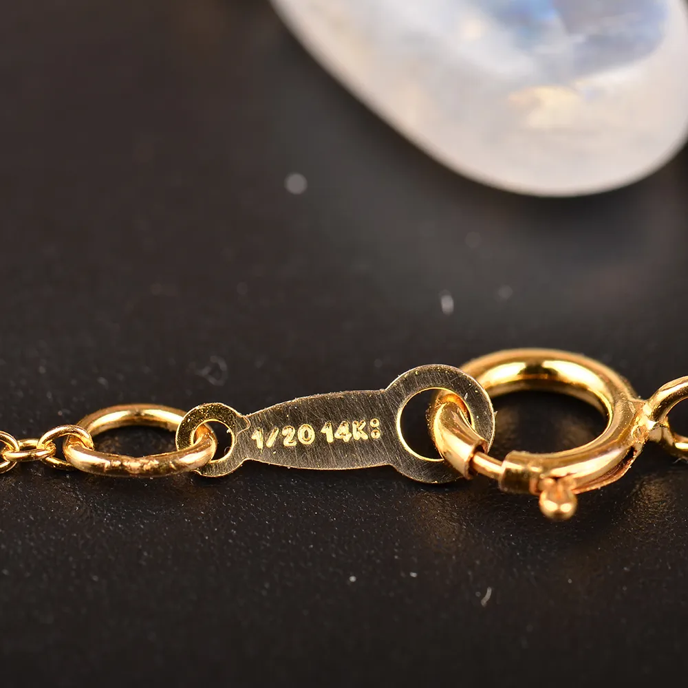 ITSMOS Natürlicher Mondstein US 14k Goldschmuck Kette Anhänger Halskette Einfacher eleganter Schmuck für Frauen Romantisches Geschenk CX200609
