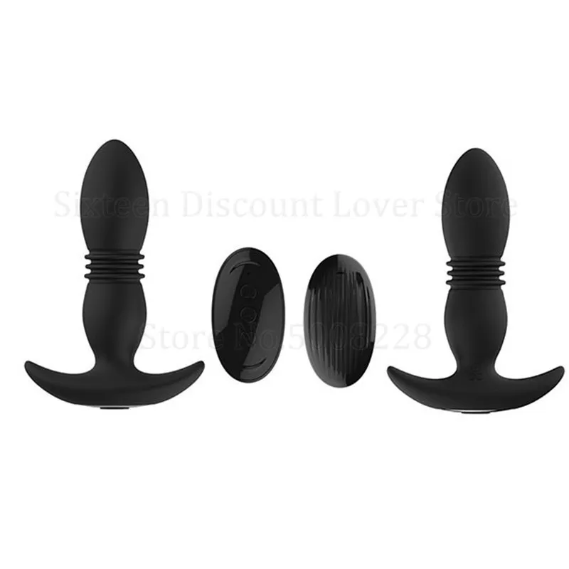 Wireless Remote Control Vibrating Telescopic Male Prostate Massager 7speed Anal Butt Plug Vibrator Anal Sex Toys For Men Women T200518