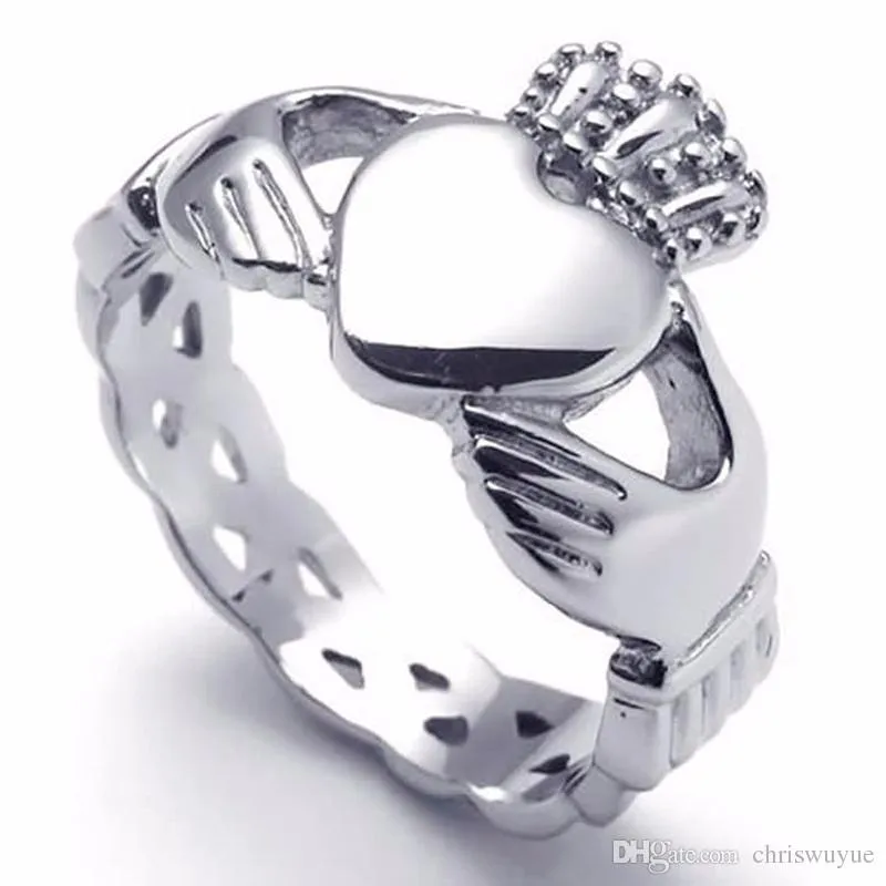 Modna opaska ze stali nierdzewnej Claddagh Heart Crown Miłość męska Pierścień damski Złoty rozmiar 6 7 8 9 10 11 12 13273z