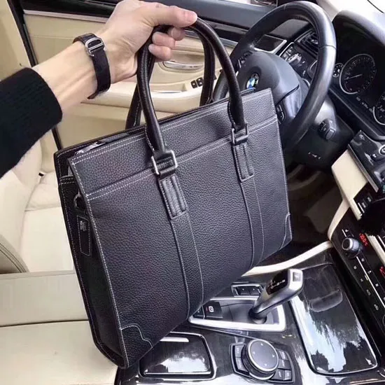 Designer lederen aktetassen heren zakelijke handtassen zacht flexibel Lichee graanrundleer luxe laptoptassen met meerdere zakken 38 cm breedte290y