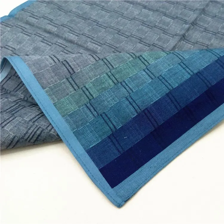 43 x 43CM Cotton Men's handkerchief Gradient Wall Brick Lattice Handkerchief Dark Square Scarf suit pocket square