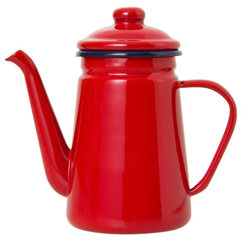 1 1L High-Grade Enamel Coffee Pot Pour over Milk Water Jug Pitcher Barista Teapot Kettle for Gas Stove and Induction Cooker174q