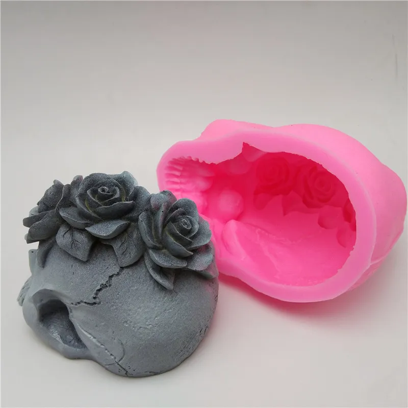 3D Rose Skull Silikon Form Finant Cake Cake Cake Tynk Candy Candy T200703