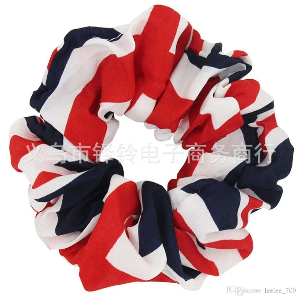 Kvinnliga flickor US Independence Day 4 juli Chiffon Elastic Ring Hair Ties Accessories Ponytail Holder Hårband Gummiband SCRUNKI7231202