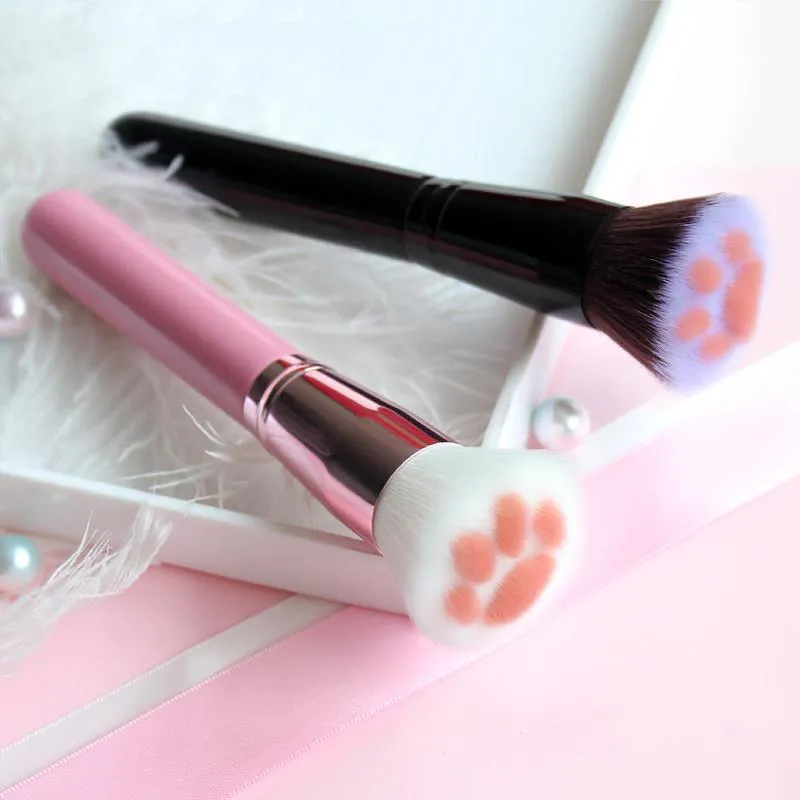 Kedi Pençe Şekli Sevimli Vakfı Fırça Man Yapımı Fiber Saç Huş Kolu Yüz Makyaj Fırçalar Pop Güzel Makyaj Güzellik Aracı