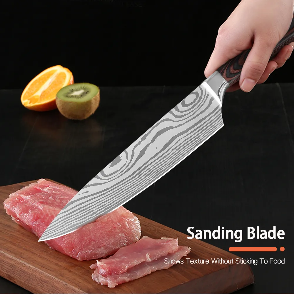 High Quali Chef Knife Cleaver Sharp يابانية من الفولاذ المقاوم للصدأ المطبخ التقطيع فائدة Santoku Imitation Damascus Gift5657799