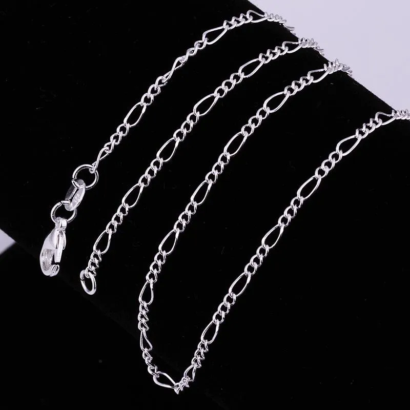 10 pièces 2mm Figaro chaîne 925 bijoux en argent Sterling chaînes de collier avec fermoirs à homard taille 16 18 20 22 24 26 28 30 pouces 3397