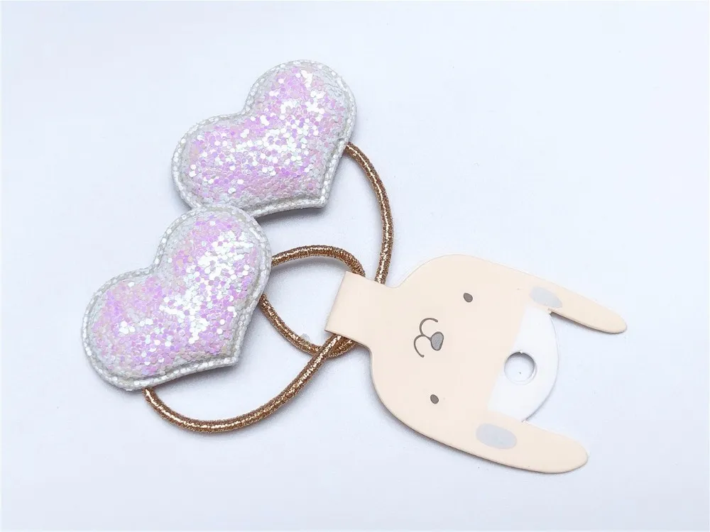 Boutique Fashion Cute Glitter Heart Hair Ties Solid Love Heart Elastic Hair Bands Princess Headwear ins Hair Accessories2552670