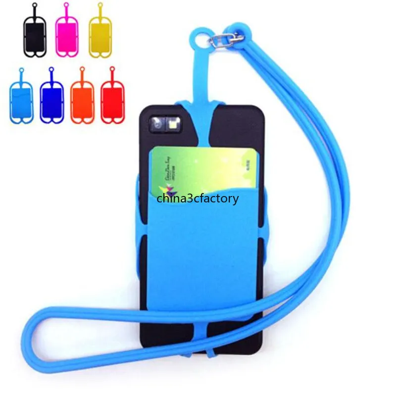 Lanières en Silicone à la mode, sangle de cou, collier, porte-cartes, porte-clés, pour iphone, Samsung, Huawei, Mobile universel