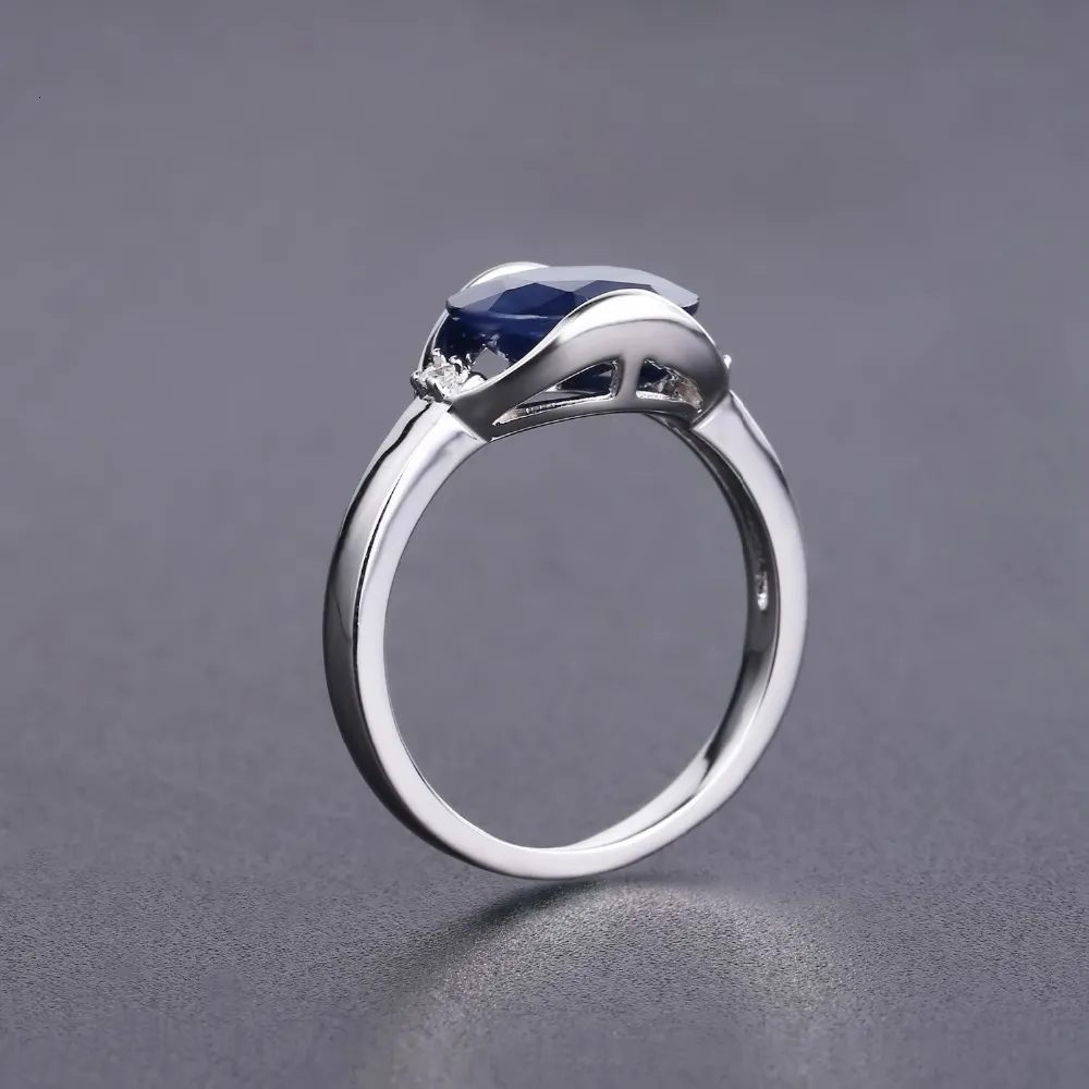 Anelli di fidanzamento in argento sterling 925 di gemma 3 24ct anello di pietra gemma a blu naturale blu naturale donne gioielli fine cj191205307t