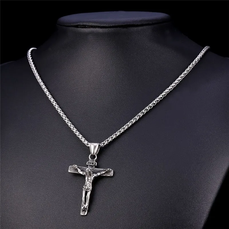 Religious Jesus Cross Necklace for Men New Fashion Gold color Cross Pendent with Chain Necklace Jewelry Gifts for Men247t