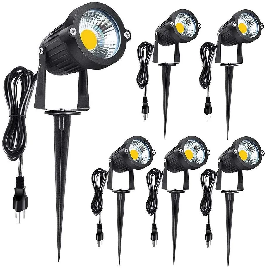 Eua estoque ao ar livre holofotes led 5w 120v ac 3000k branco quente uso ao ar livre metal estaca bandeira luz ao ar livre holofotes w2881