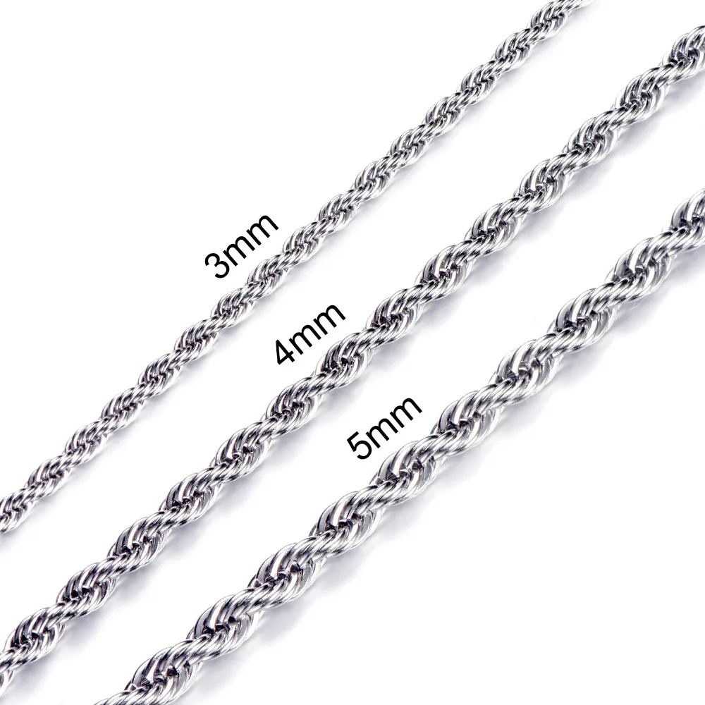 3mm 4mm 5mm 6mm largeur corde chaîne collier ed or 316L acier inoxydable colliers corde chaîne pour femmes hommes bijoux Dropshippin254x