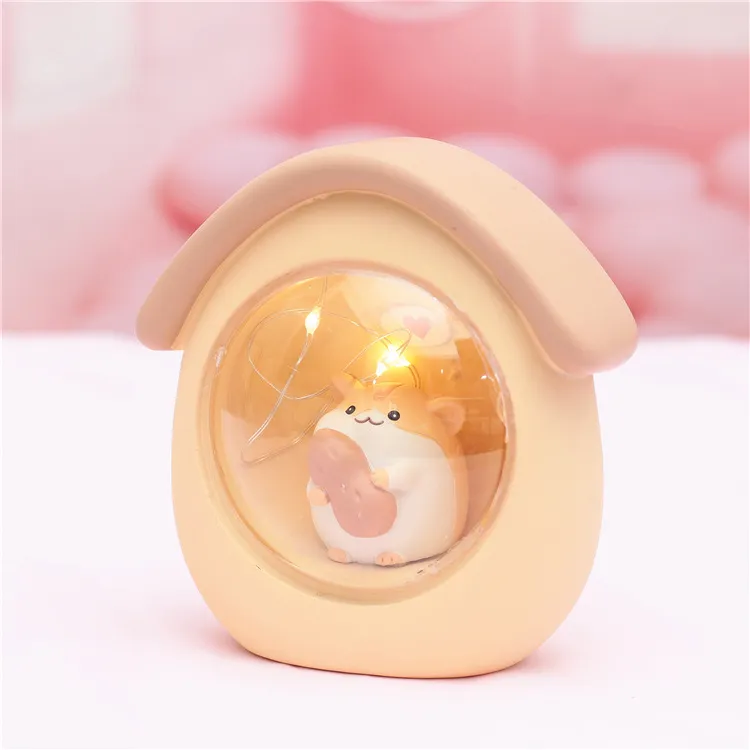 Luzes noturnas de hamster de desenho animado Cute Baby Room decorativo Led Feê de mesa Lâmpada de cabeceira Lâmpada de lâmpada de desktop atmosfera Light305D