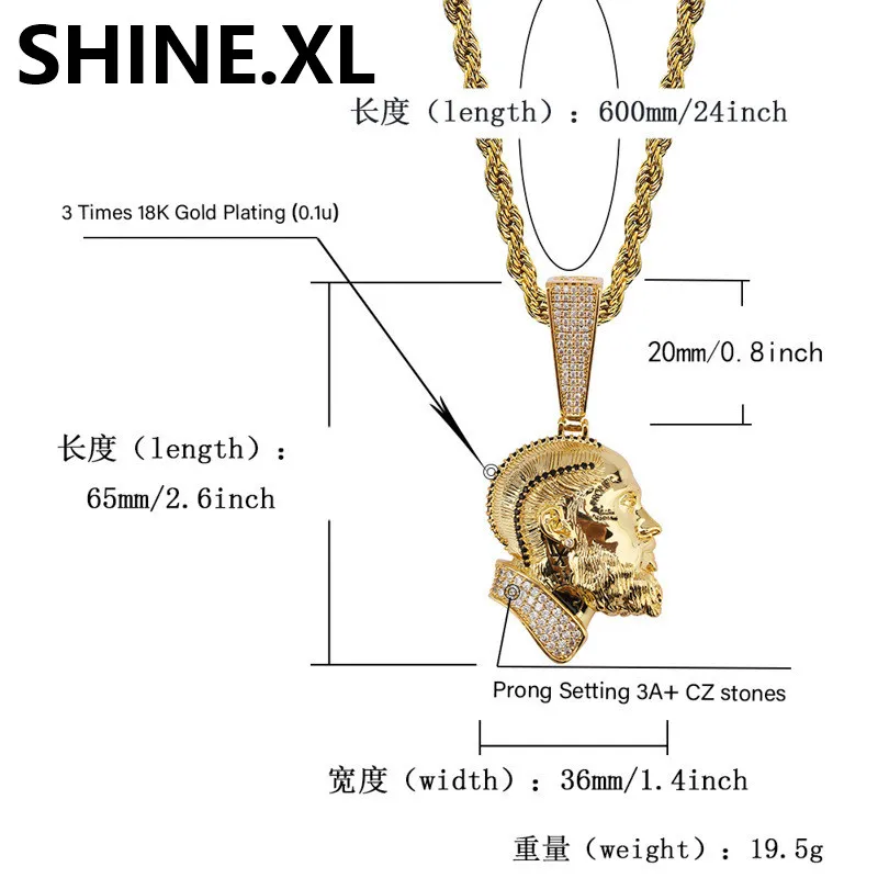 Nipsey Hussle Men's Skull Pendant Necklace Iced Out Gold Gold Silver Cubic Zirconia Hip Hop Rock Jewelry281p