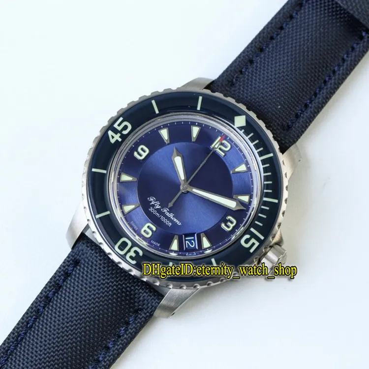 ZF Top versione Fifty Fathoms 5015-11C30-52A zaffiro PVD Dark Knight quadrante nero Cal 1315 orologio automatico da uomo cinturino in tela Designe270i