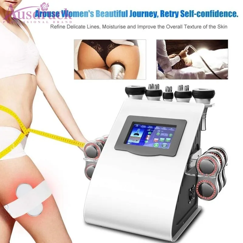 Ny modell 40K Ultraljudsfettsugning Kavitation 6 Pads EMS MicroCurrent Bio Laser Vacuum RF Skin Care Salon Spa Slimming Machine