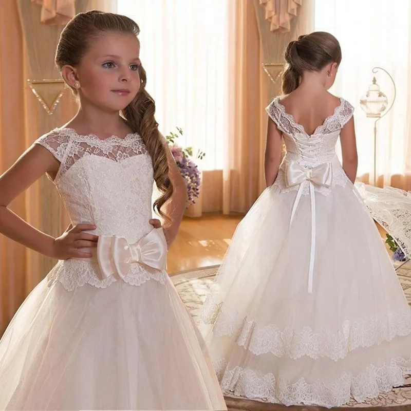 45,13 US$-Vestido de boda de flores para niña, adecuado para vestidos  elegantes de fiesta para niñas de 8 a 12 años, encaje de lujo,  fiest-Description