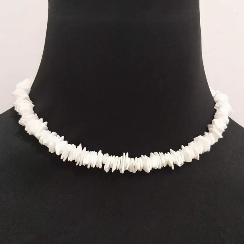 Hawaii Puka – collier ras du cou en coquillages blancs, puces naturelles irrégulières, ras du cou, à la mode, bijoux de plage d'été 221B