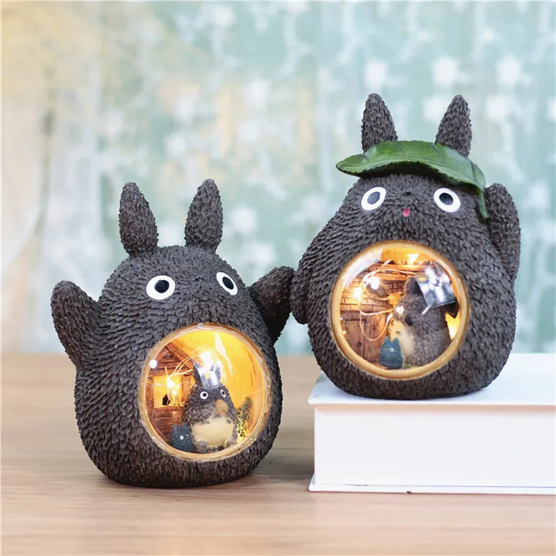 Ins résine dessin animé bébé chambre artisanat lampes Totoro Tree Fetes Starry Night Light Decoration Home Decoration Gift For Kids2847852