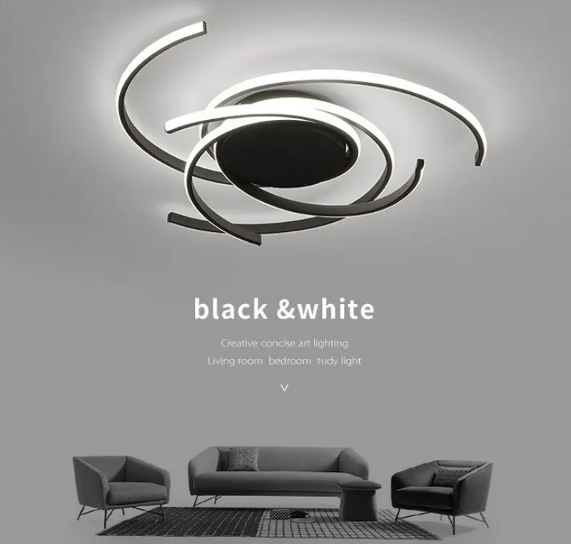 Kreatywne nowoczesne lampy sufitowe LED Badanie sypialni Balkon Balkon Lighting Black White aluminium Lampa sufitowa