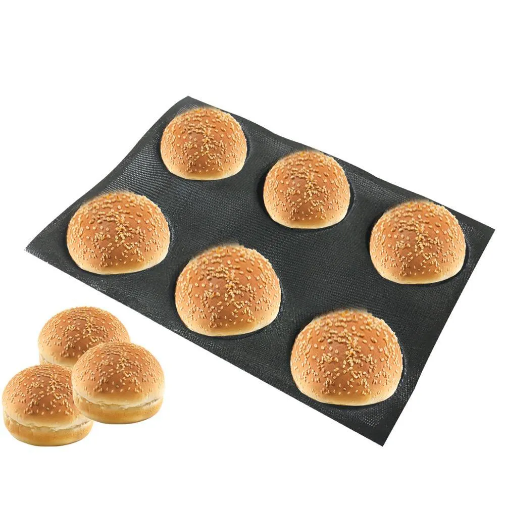 Bluedrop silicone panino pane forma rotonda teglia hamburger stampo antiaderente stampo uso alimentare utensile da cucina 4 pollici 6 grotte Y2002814
