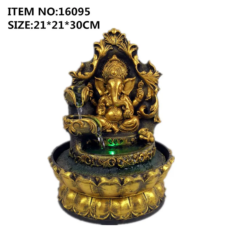 Hindu Hindu Ganesha Statue Fountaine d'eau intérieure LED COURAGE DÉCORATIONS HOME LUCKET FENG SHUI Ornements Air Humidificateur T20038235546