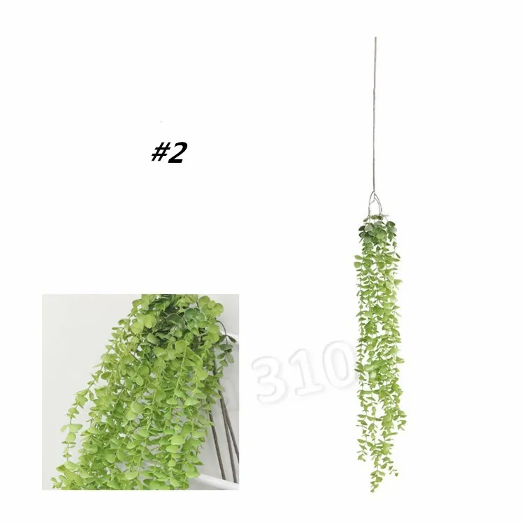 moda fiore artificiale vite seta finta dollaro d'argento eucalipto appeso pianta verde fiori decorativi matrimonio partywaret2i5618