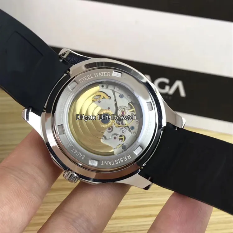 Nova data 42mm esporte 5167a-001 5167 mostrador preto automático masculino relógio 316l caixa de aço pulseira de borracha de alta qualidade relógios pphw olá wa1896