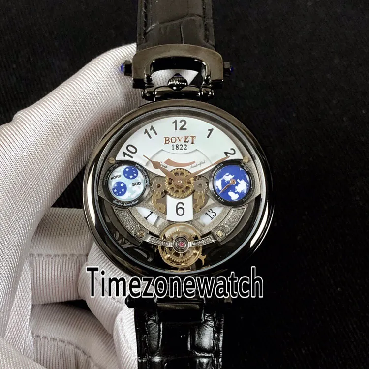 Bovet Amadeo Fleurier Grand Complications Edouard Tourbillon geel gouden kast zwarte skelet wijzerplaat Zwitsers quartz herenhorloge bruin Le2896