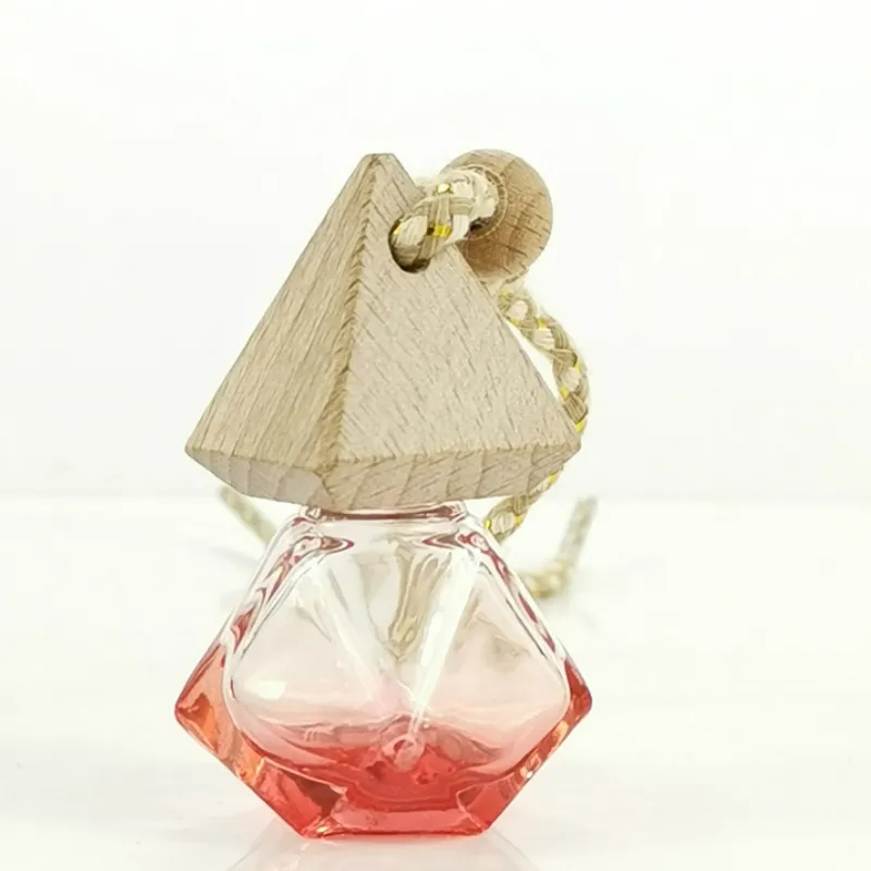 Diffuseur de voiture Bouteille Parfum Cube Pendentif Désodorisant Suspendu Aromathérapie Verre Pyramide Couvercle Diamant En Forme De Polygone Diffuseurs D'huiles Essentielles