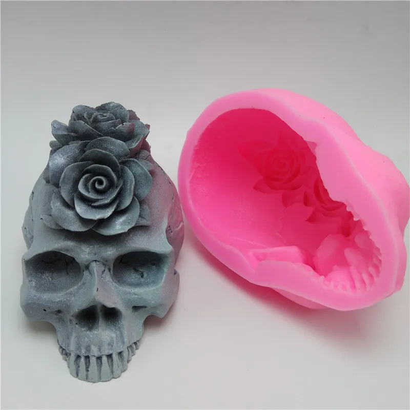 3D Rose Skull Silikon Formy Fondant Form Formin Gips Tynk czekoladowy świeca Forma T20070319573053