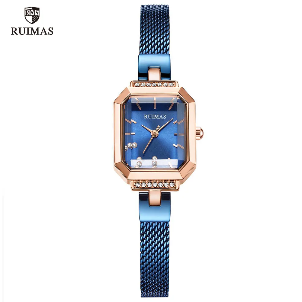 RUIMAS Ladies Simple Analog Watches Luxury Rose Gold Square Watch Women Mesh Strap Wristwatch Top Brand Relogios Femininos 5792318